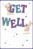 With its joyful palette and endearing characters, this get well card glows with the warmth of community care found throughout Sydenham Hill. The illustration features a teddy bear with honeyed fur and gentle eyes, embracing the top of vibrant block letters, while a playful puppy, ears akimbo and tail curled, balances the word 'WELL' beneath in welcoming aqua and purple shades. Across the clean, creamy background, a constellation of twinkling stars forms a sparkling path of hope-each a hint of encouragement much like the thoughtful gestures exchanged along Sydenham Hill's tree-lined avenues. The textures within the card-the fluffiness of the bear's fur, the silky softness of the puppy, the lively pop of coloured lettering-convey a sense of coziness and reassurance, as though offering a friendly hug in paper form. This card would be perfectly paired with a fresh bouquet delivered locally, amplifying a message of genuine comfort and support. The composition's gentle vibrancy and accessible design make it a particularly heartfelt choice for anyone in recovery, capturing the light and optimism that Florist Sydenham Hill strives to share with every comforting gift.